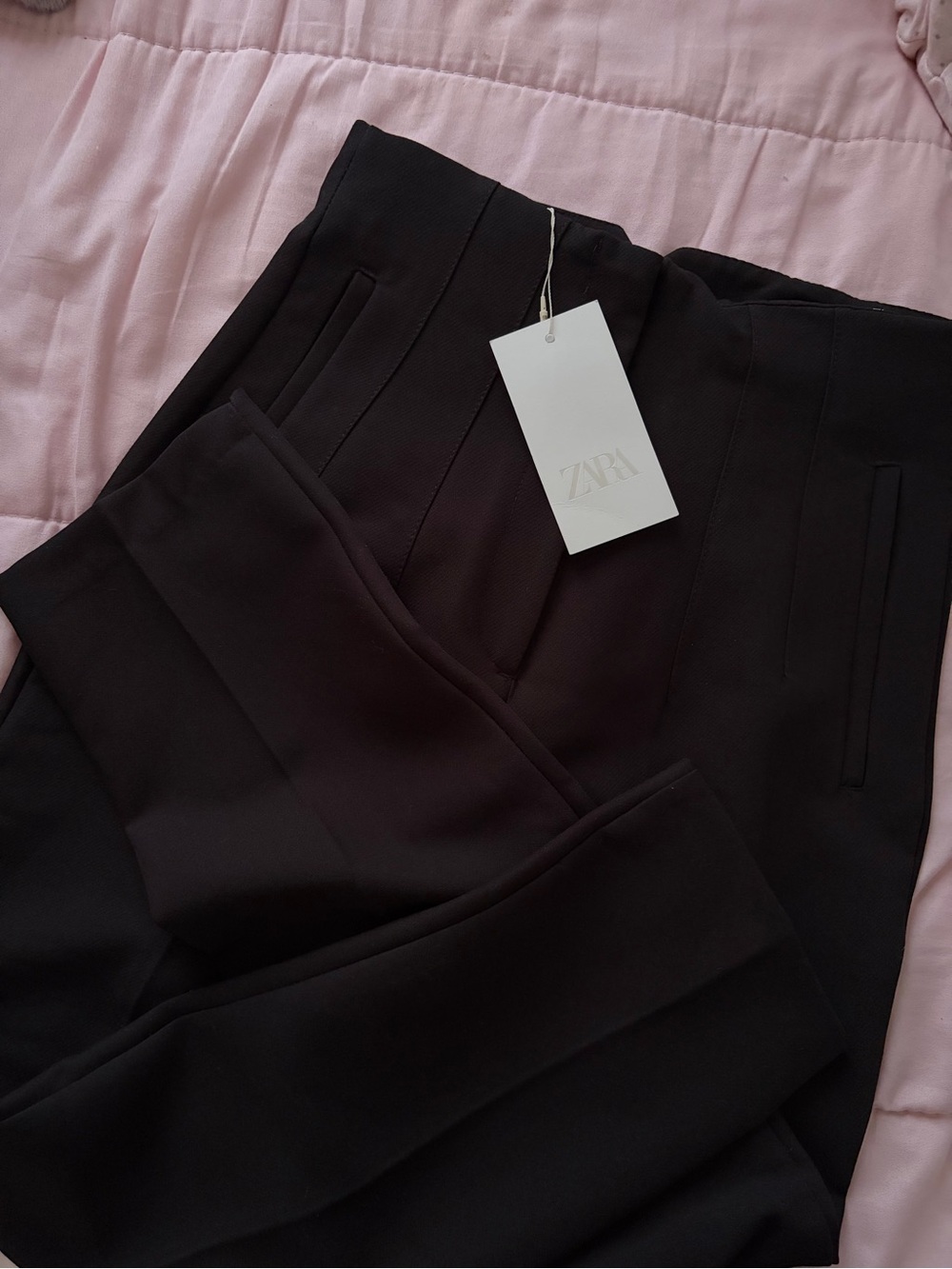 Zara Black High-Waist Tailored Trousers